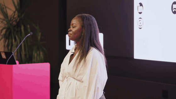 Vivi Koroma Kala speaking on stage